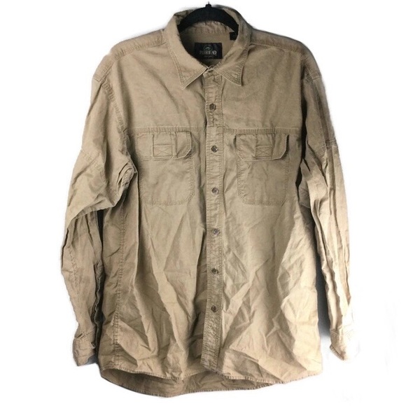 Redhead Tan Cotton Seam Detailed Long Sleeve Button Up Cargo Shirt Size Large - Picture 1 of 9
